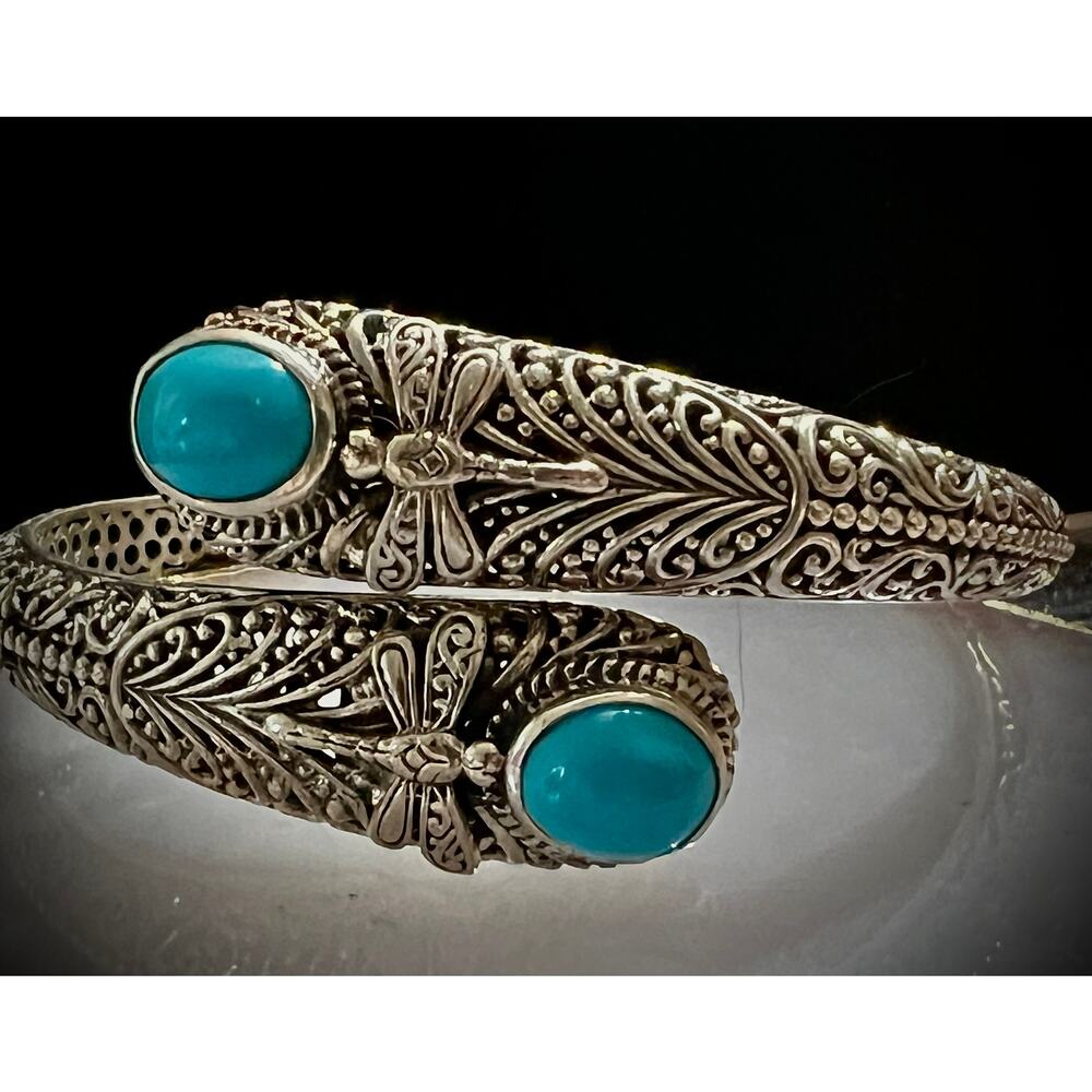 Bali Legacy Sleeping Beauty Turquoise dragonfly bypass bangle bracelet,